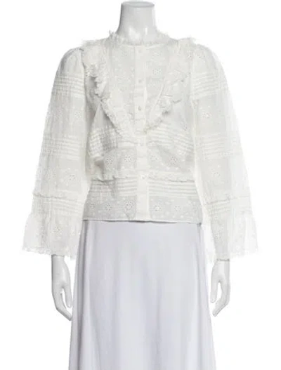 Pre-owned Sézane Long Sleeve Blouse In White