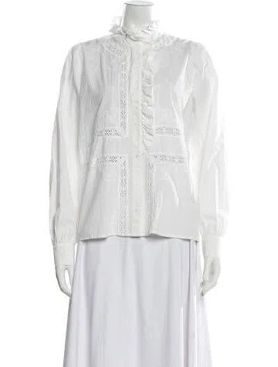 Pre-owned Sézane Long Sleeve Blouse In White