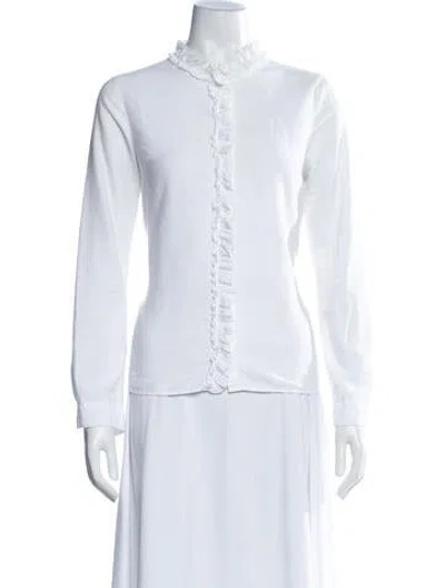 Pre-owned Sézane Long Sleeve Blouse In White