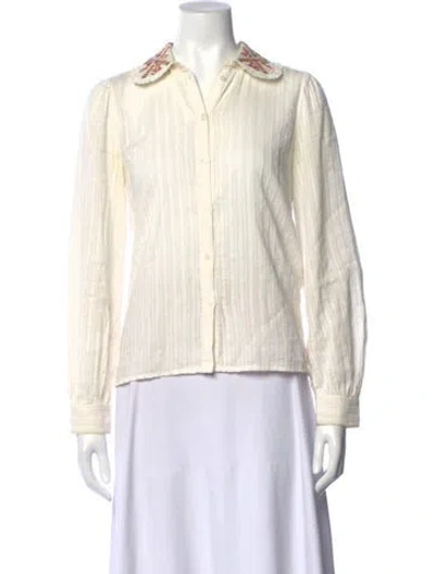 Pre-owned Sézane Long Sleeve Blouse In White