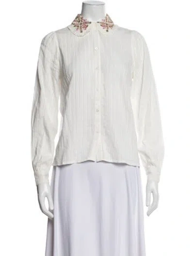Pre-owned Sézane Long Sleeve Blouse In White