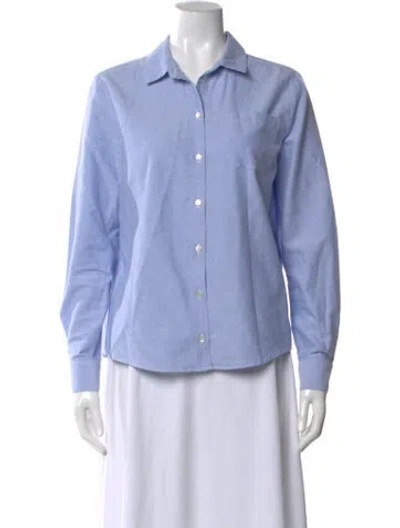 Pre-owned Sézane Long Sleeve Button-up Top In Blue