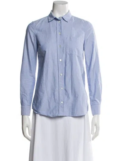 Pre-owned Sézane Long Sleeve Button-up Top In Blue