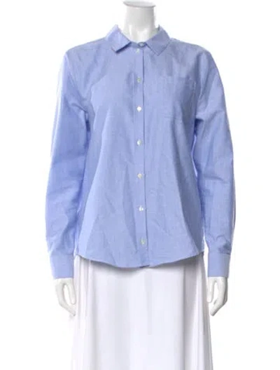 Pre-owned Sézane Long Sleeve Button-up Top In Blue