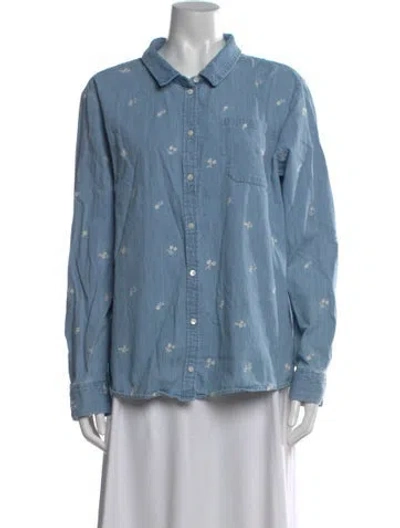 Pre-owned Sézane Long Sleeve Button-up Top In Blue