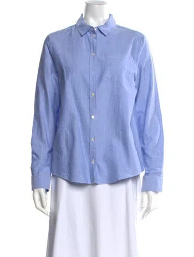 Pre-owned Sézane Long Sleeve Button-up Top In Blue