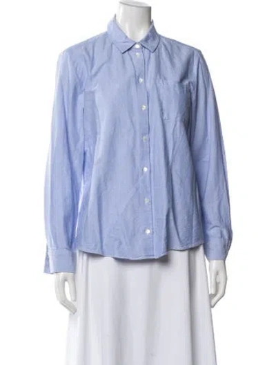 Pre-owned Sézane Long Sleeve Button-up Top In Blue