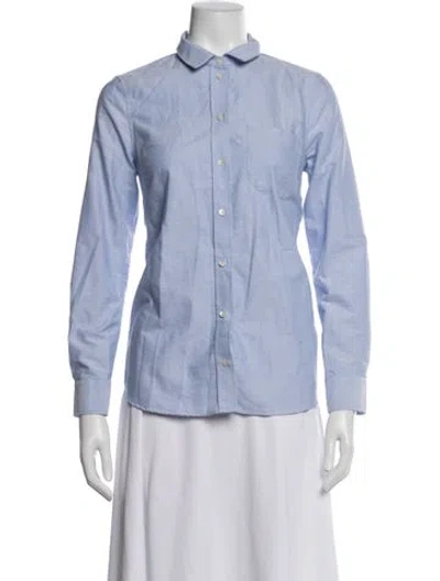 Pre-owned Sézane Long Sleeve Button-up Top In Blue