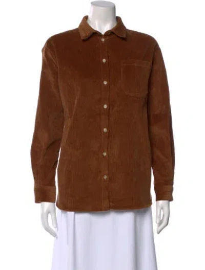 Pre-owned Sézane Long Sleeve Button-up Top In Brown