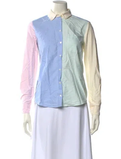 Pre-owned Sézane Long Sleeve Button-up Top In Multi