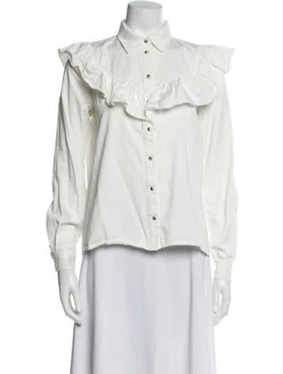 Pre-owned Sézane Long Sleeve Button-up Top In Neutral