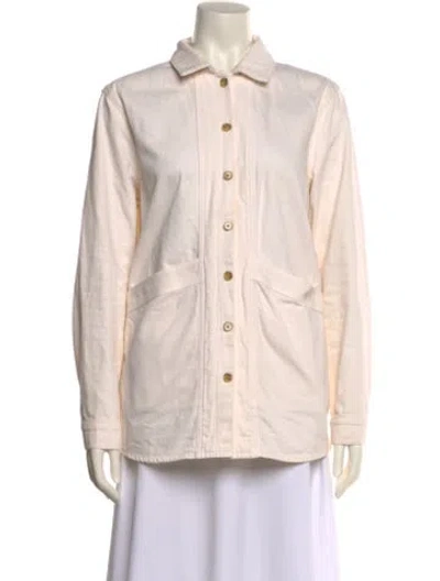 Pre-owned Sézane Long Sleeve Button-up Top In Neutral