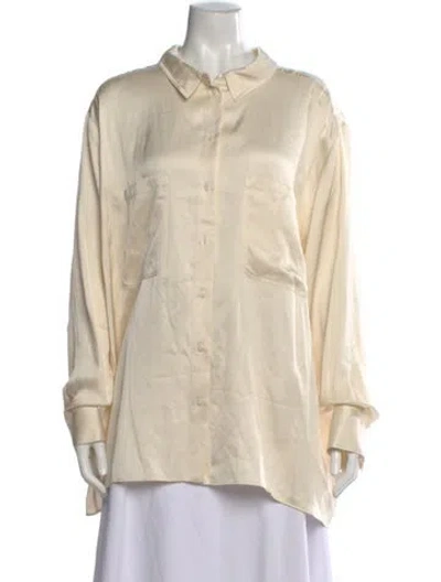 Pre-owned Sézane Long Sleeve Button-up Top In Neutral