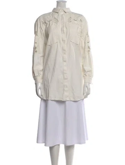 Pre-owned Sézane Long Sleeve Button-up Top In Neutral