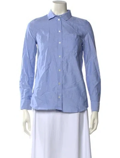 Pre-owned Sézane Long Sleeve Button-up Top W/ Tags In Blue