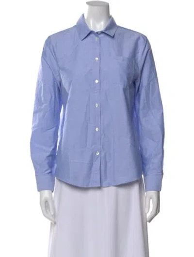 Pre-owned Sézane Long Sleeve Button-up Top W/ Tags In Blue