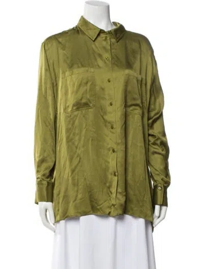Pre-owned Sézane Long Sleeve Button-up Top W/ Tags In Green