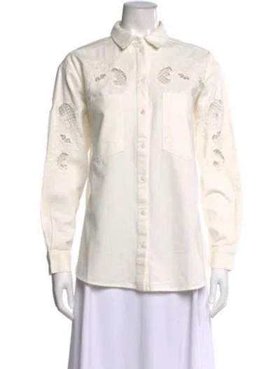 Pre-owned Sézane Long Sleeve Button-up Top W/ Tags In White