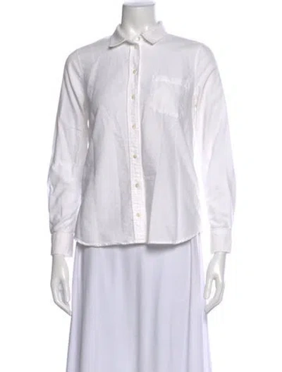 Pre-owned Sézane Long Sleeve Button-up Top In White