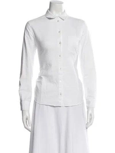 Pre-owned Sézane Long Sleeve Button-up Top In White
