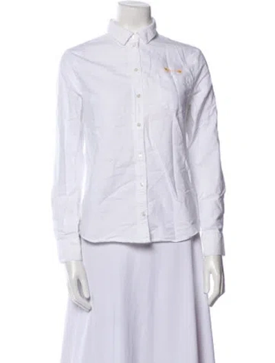 Pre-owned Sézane Long Sleeve Button-up Top In White