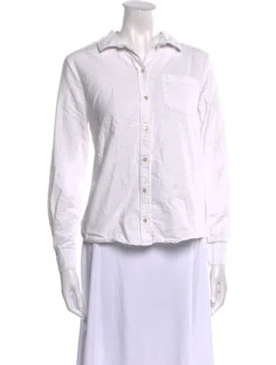 Pre-owned Sézane Long Sleeve Button-up Top In White