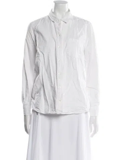 Pre-owned Sézane Long Sleeve Button-up Top In White