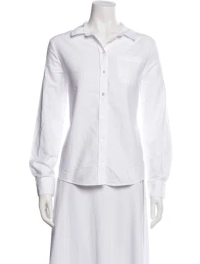 Pre-owned Sézane Long Sleeve Button-up Top In White