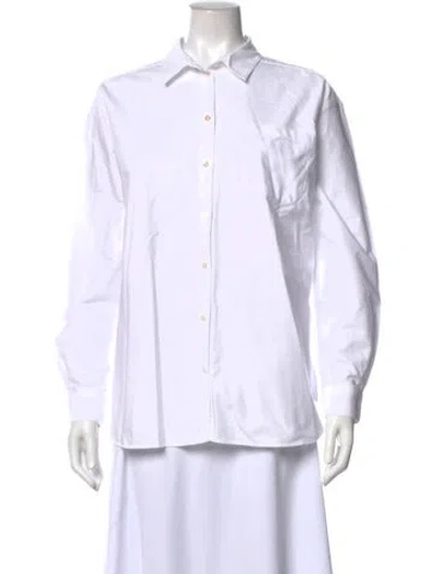 Pre-owned Sézane Long Sleeve Button-up Top In White