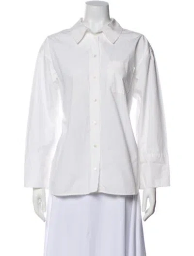Pre-owned Sézane Long Sleeve Button-up Top In White