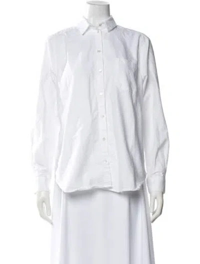 Pre-owned Sézane Long Sleeve Button-up Top In White