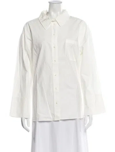 Pre-owned Sézane Long Sleeve Button-up Top In White