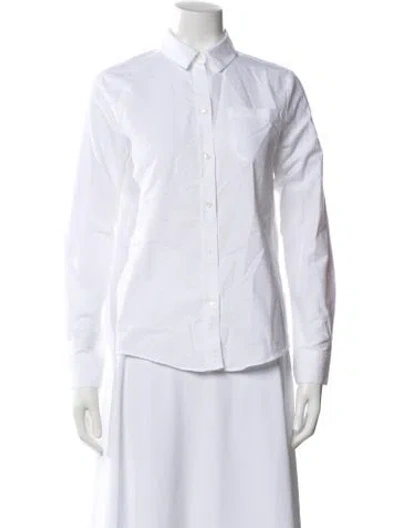 Pre-owned Sézane Long Sleeve Button-up Top In White