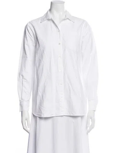 Pre-owned Sézane Long Sleeve Button-up Top In White