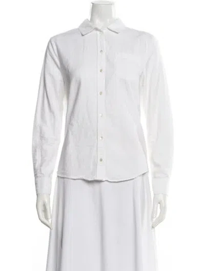 Pre-owned Sézane Long Sleeve Button-up Top In White