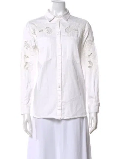 Pre-owned Sézane Long Sleeve Button-up Top In White