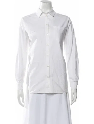 Pre-owned Sézane Long Sleeve Button-up Top In White