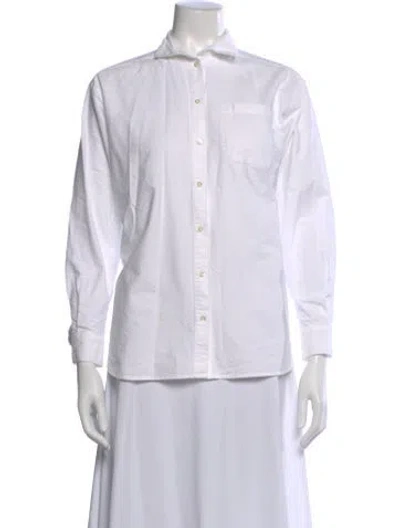 Pre-owned Sézane Long Sleeve Button-up Top In White