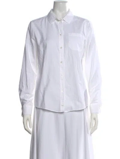 Pre-owned Sézane Long Sleeve Button-up Top In White