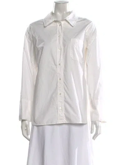 Pre-owned Sézane Long Sleeve Button-up Top In White
