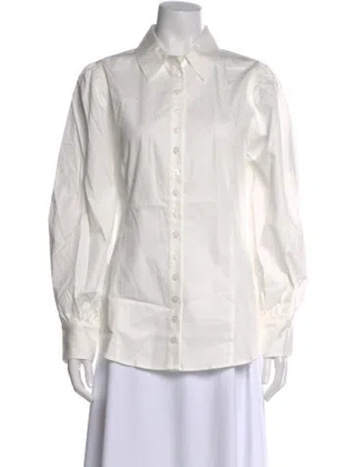 Pre-owned Sézane Long Sleeve Button-up Top In White