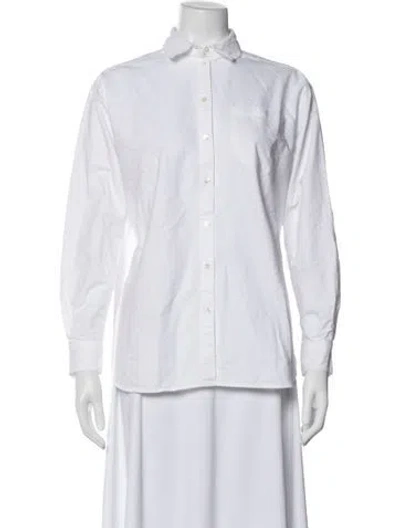 Pre-owned Sézane Long Sleeve Button-up Top In White