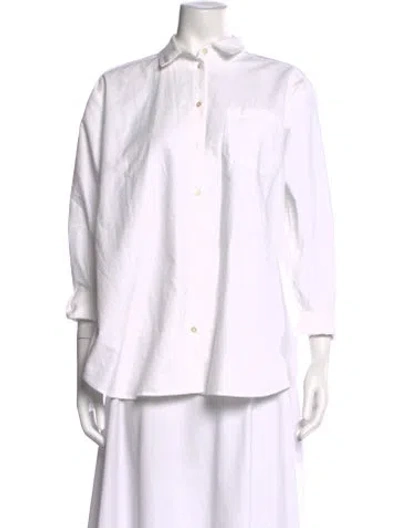 Pre-owned Sézane Long Sleeve Button-up Top In White