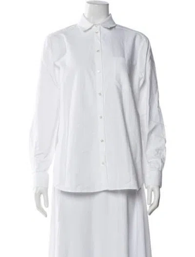 Pre-owned Sézane Long Sleeve Button-up Top In White