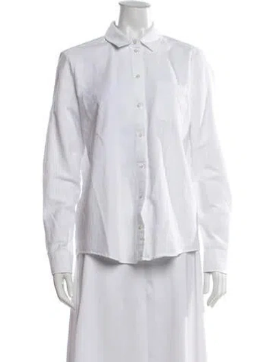 Pre-owned Sézane Long Sleeve Button-up Top In White