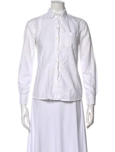 Pre-owned Sézane Long Sleeve Button-up Top In White