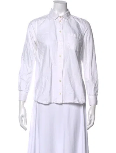 Pre-owned Sézane Long Sleeve Button-up Top In White