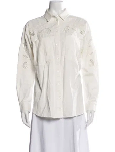 Pre-owned Sézane Long Sleeve Button-up Top In White