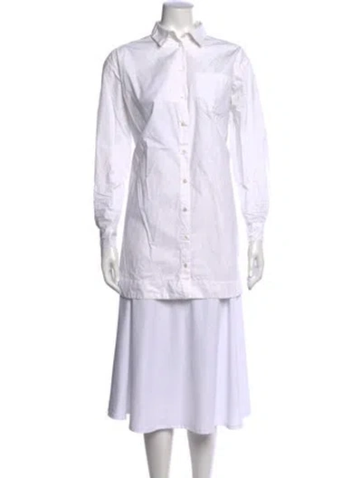 Pre-owned Sézane Long Sleeve Button-up Top In White