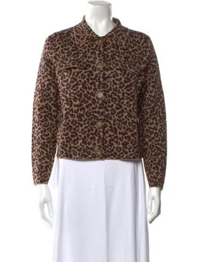Pre-owned Sézane Merino Wool Animal Print Sweater W/ Tags In Multi
